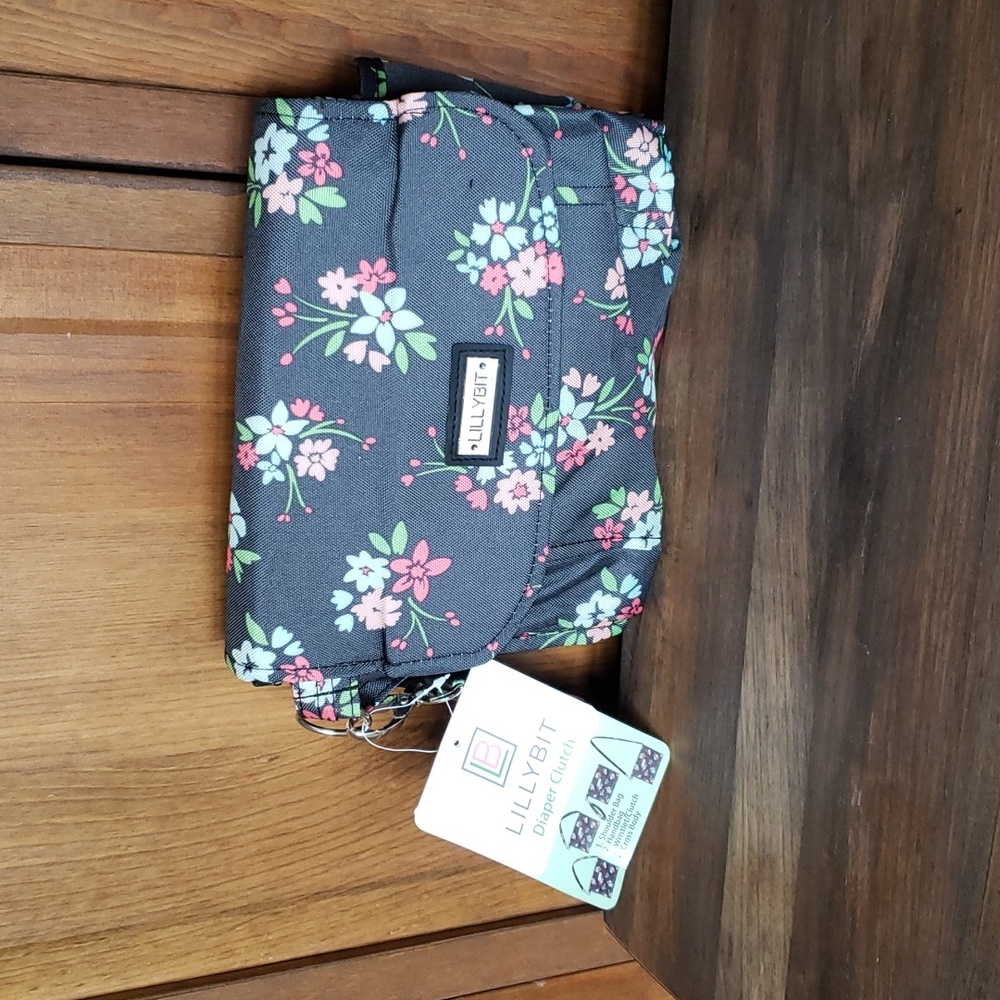 NWT LillyBit Floral Baby Diaper Crossbody Shoulder Wristlet Clutch Bag
